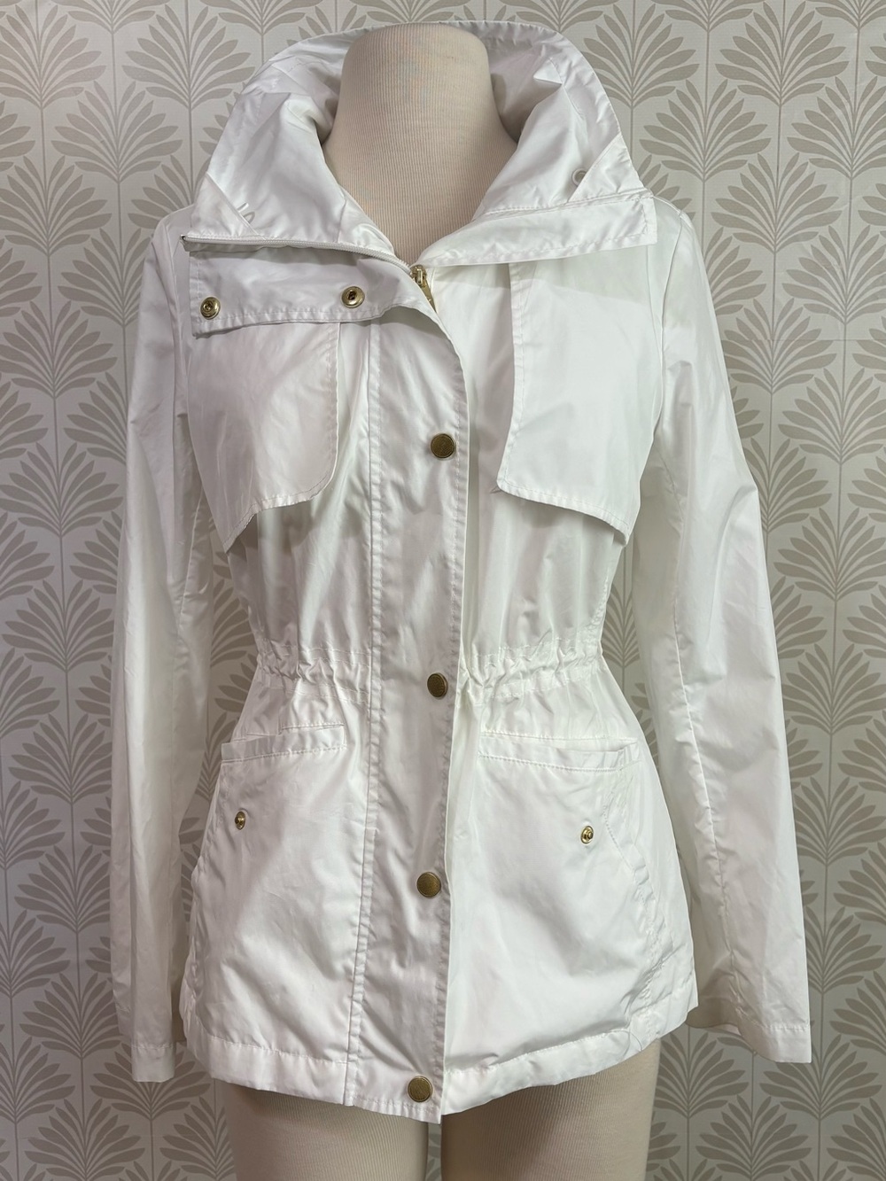 Cole Haan White Hooded Utility Anorak Jacket